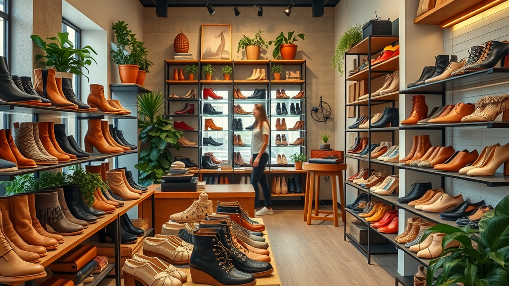 Curated boutique shoe display highlighting current seasonal footwear trends.