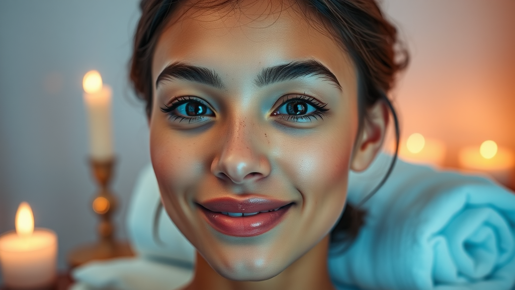 Close-up of glowing skin after Celluma LED therapy at a modern skin clinic
