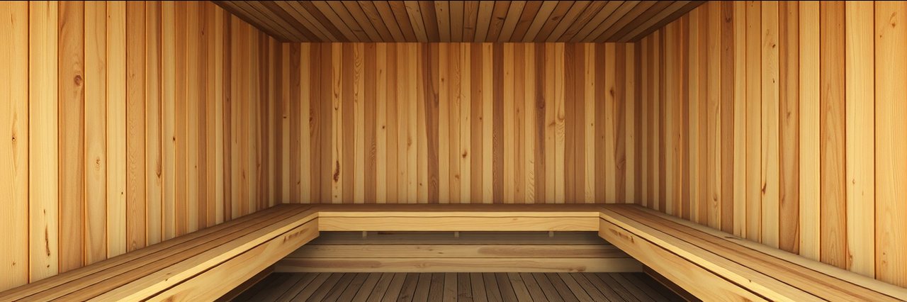 Modern wooden sauna interior for wellness sound therapy, calming natural design.