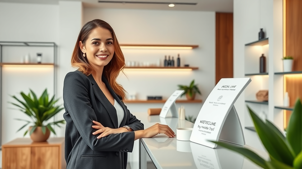 Client receives warm greeting at skin consultation services clinic front desk