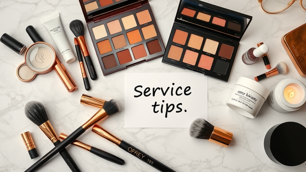 Essential makeup service tips tools—pro brushes and palettes on marble