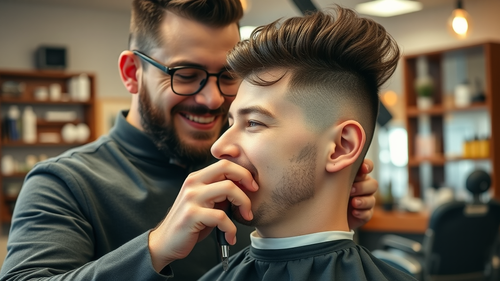 Barber expertly delivering a top-rated haircut to a satisfied client