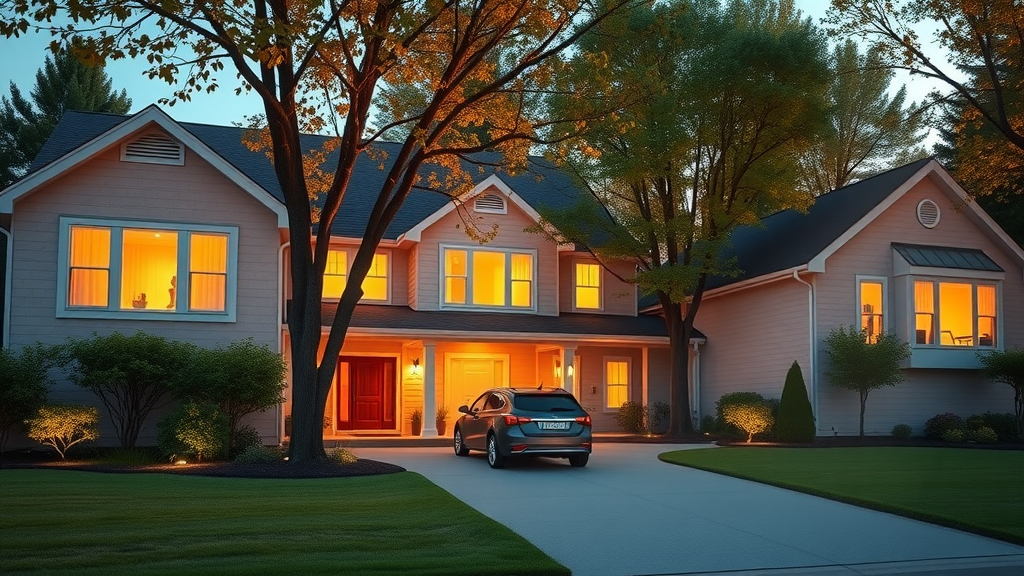 Suburban home at dusk symbolizing rising real estate market trends