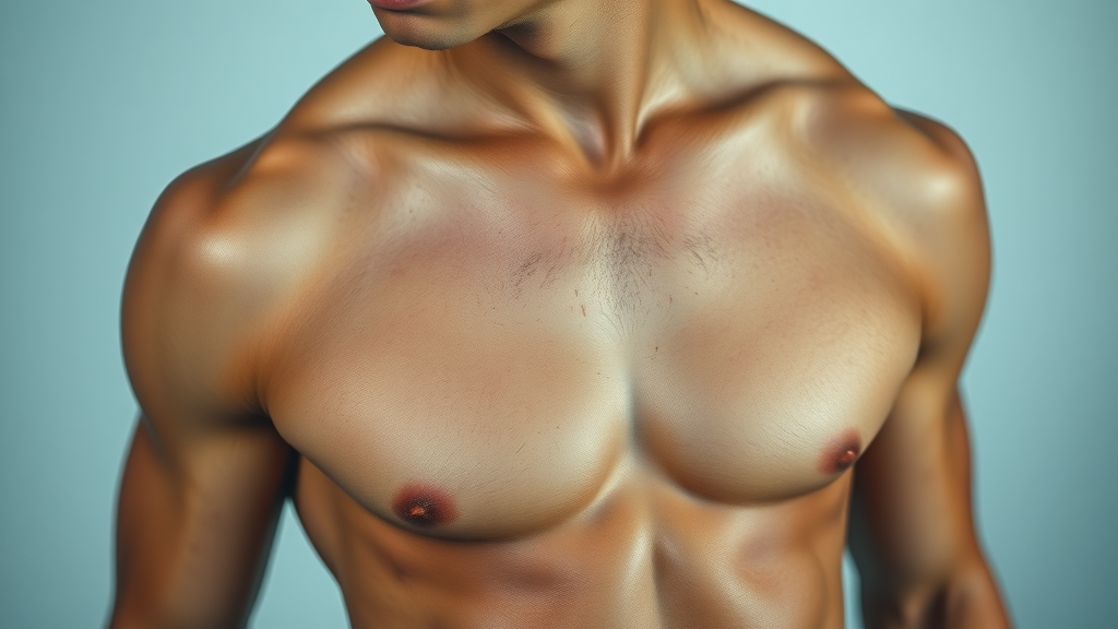 Defined male abs and chest reflecting transformation from body sculpting.