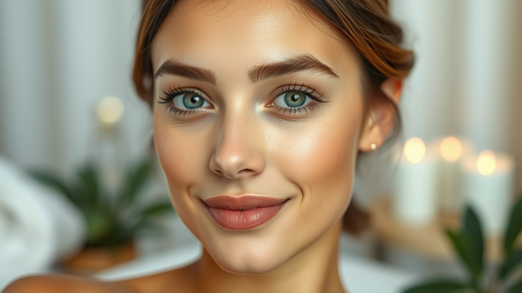 Confident woman with radiant skin after medical spa treatment, glowing results