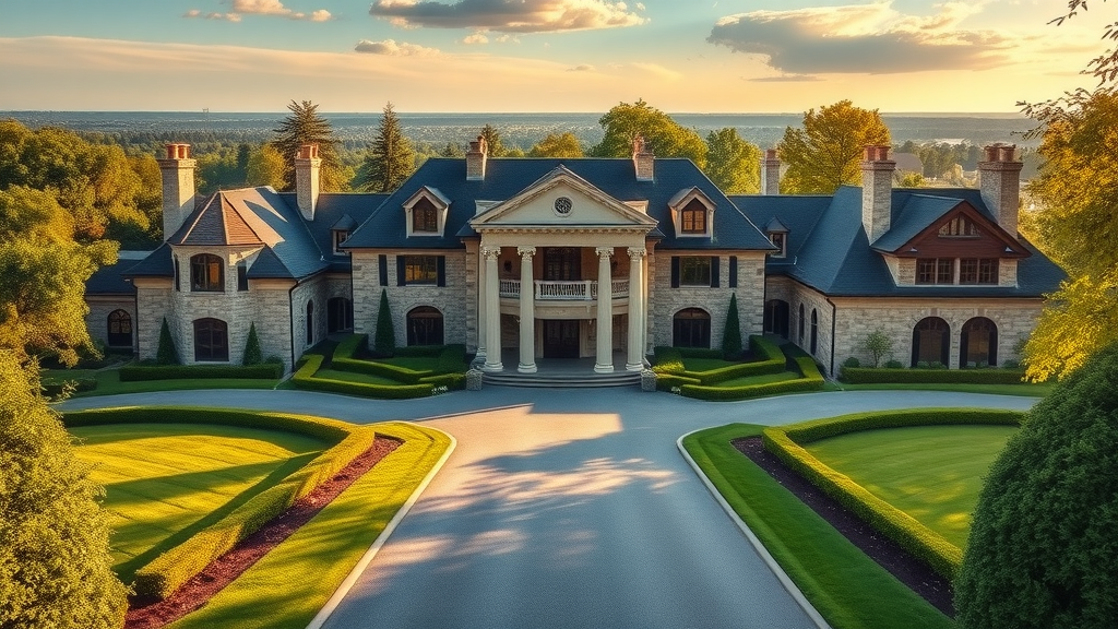 Maria Babaev listings luxury Long Island mansion in sunlit manicured grounds