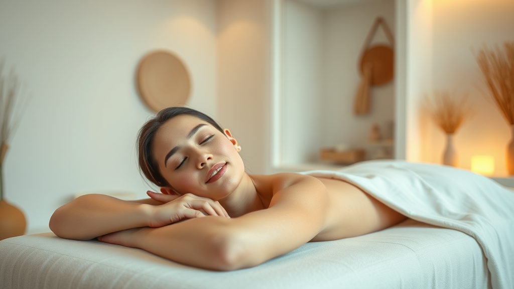 wellness sound therapy session in a serene spa, instant stress relief atmosphere