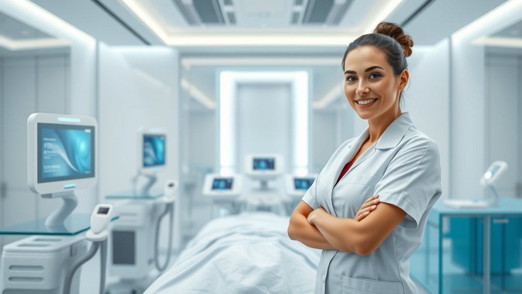Modern medical spa with advanced skincare technology and skilled practitioner