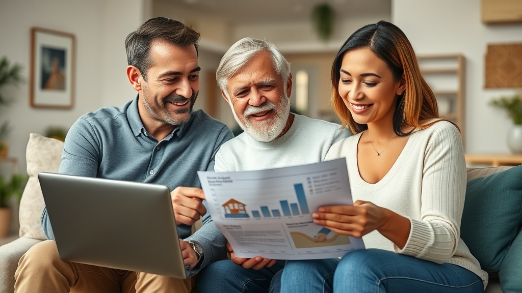 Homebuyers reviewing residential market analysis results with real estate agent.