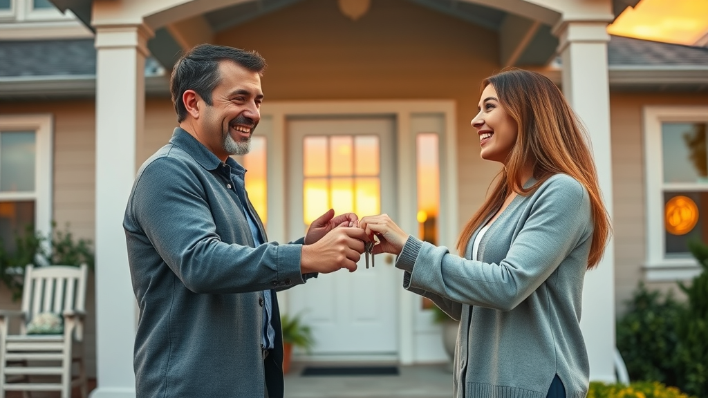 Real estate agency helps new homeowners receive keys, successful real estate tips