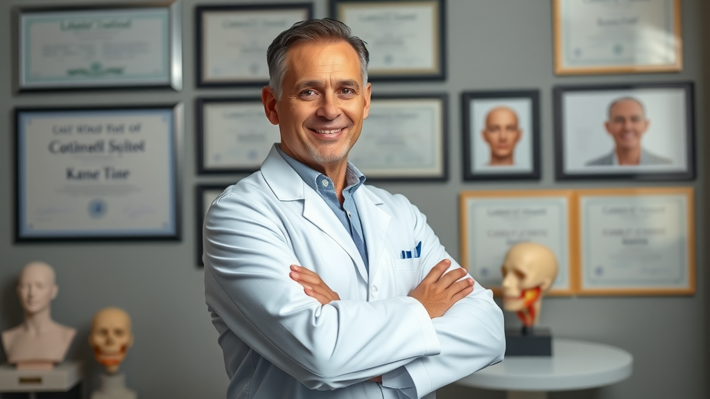 Board-certified plastic surgeon inspiring trust and hope in medical care.