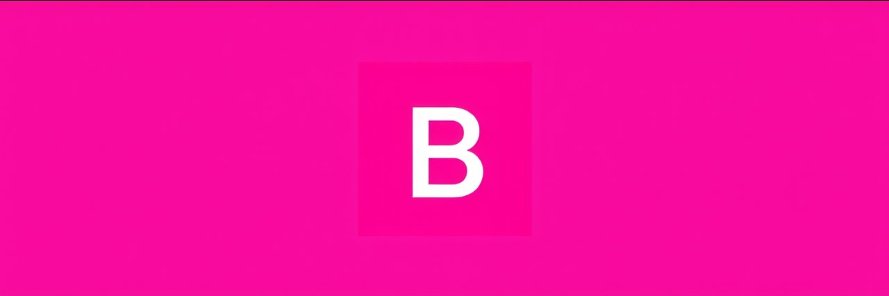 Minimalist white letter B on pink background icon for boutique branding