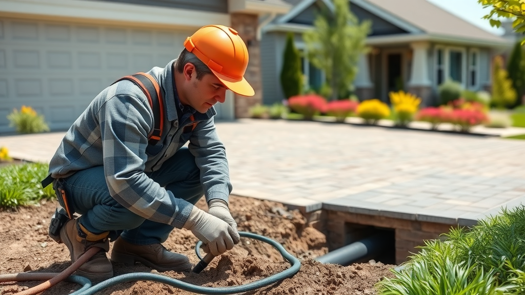 Trenchless sewer repair by expert plumber preserves driveway and landscaping