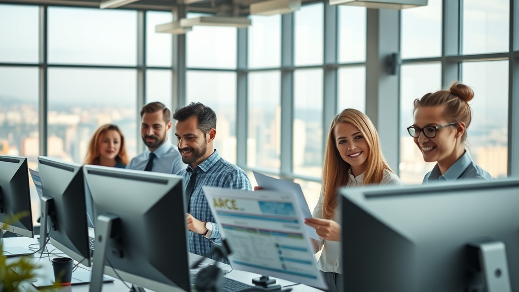 Team at real estate agency working on quick home sales strategies