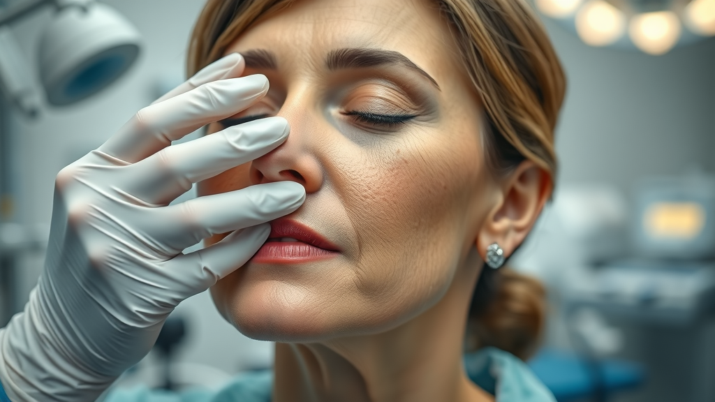 Plastic surgeon preparing mature patient for safe facial surgery procedure.