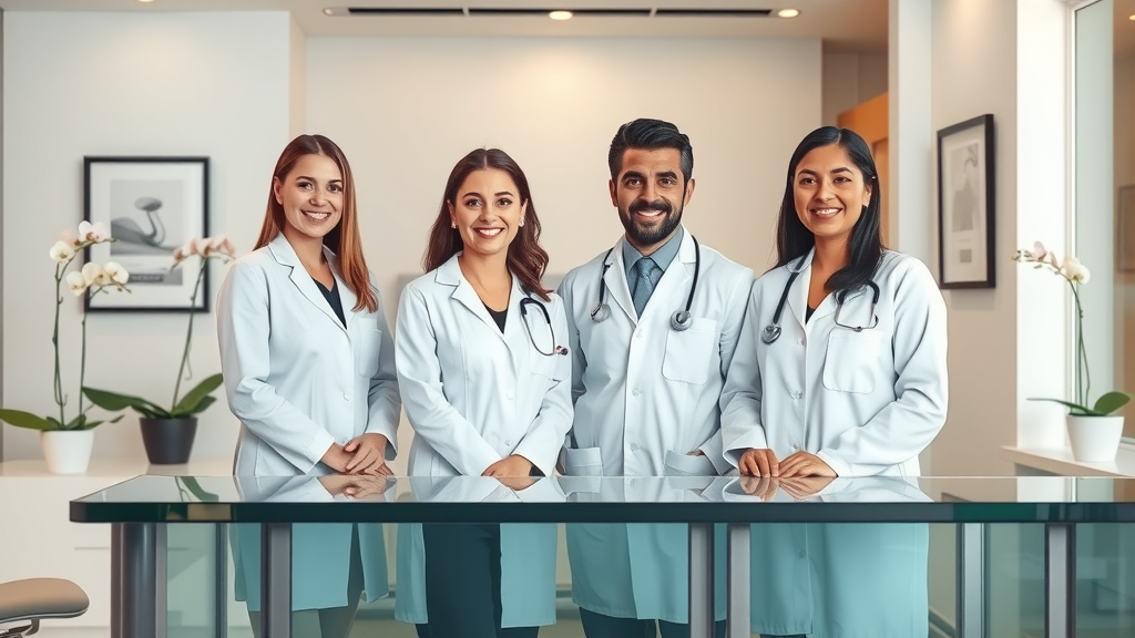 Professional cosmetic surgeons in a modern clinic, showing expertise and compassion.