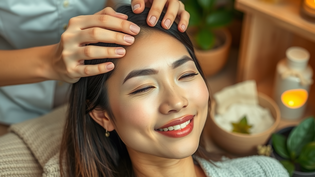 Professional spa scalp treatment for stress relief and hair wellness