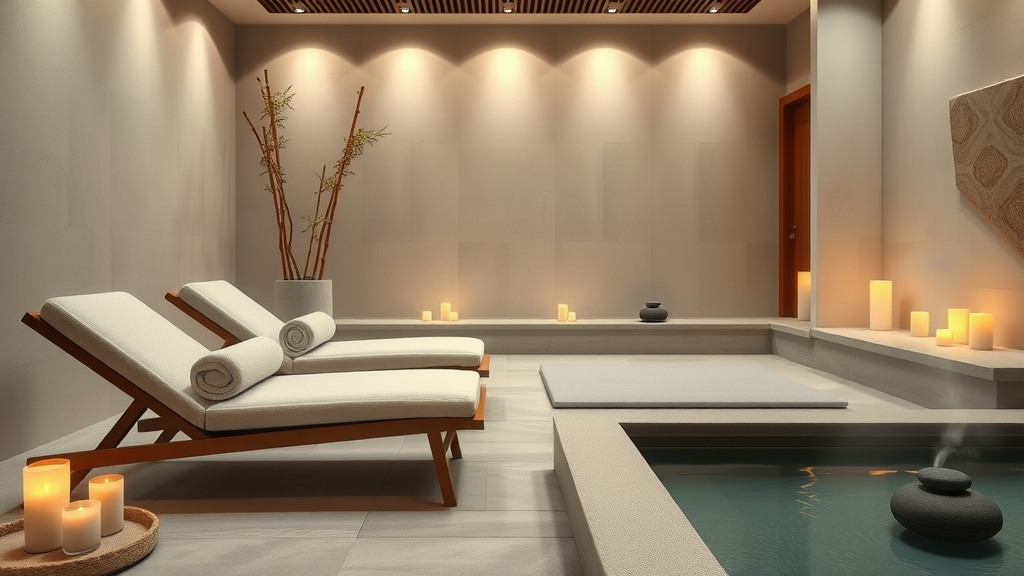 Tranquil spa lounge with calming decor and soothing environment
