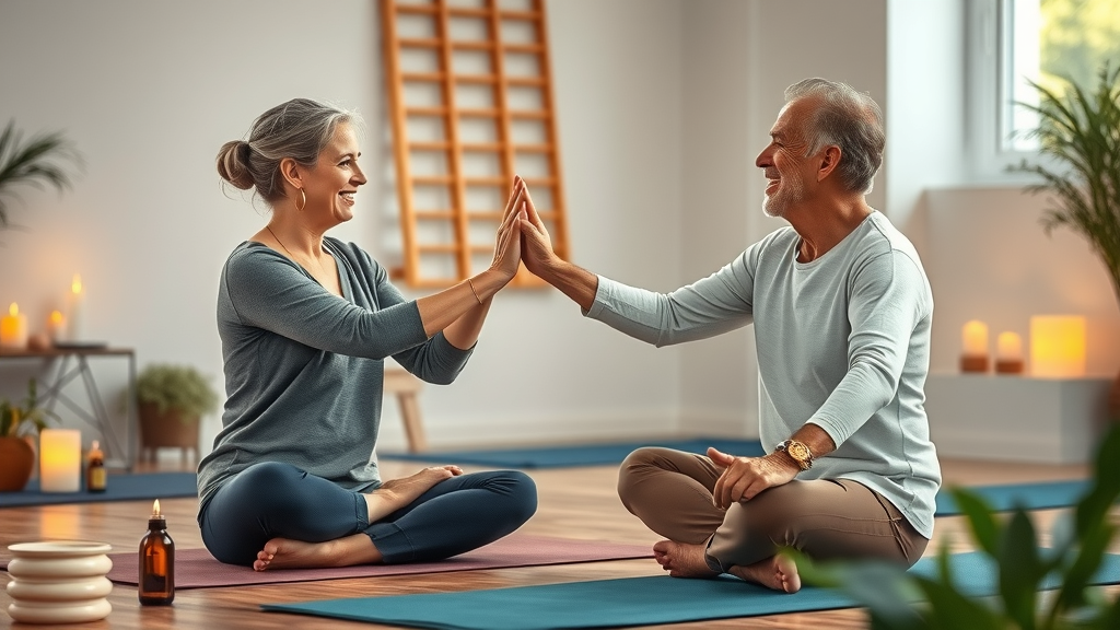 Supportive yoga holistic community practicing together in inclusive wellness space