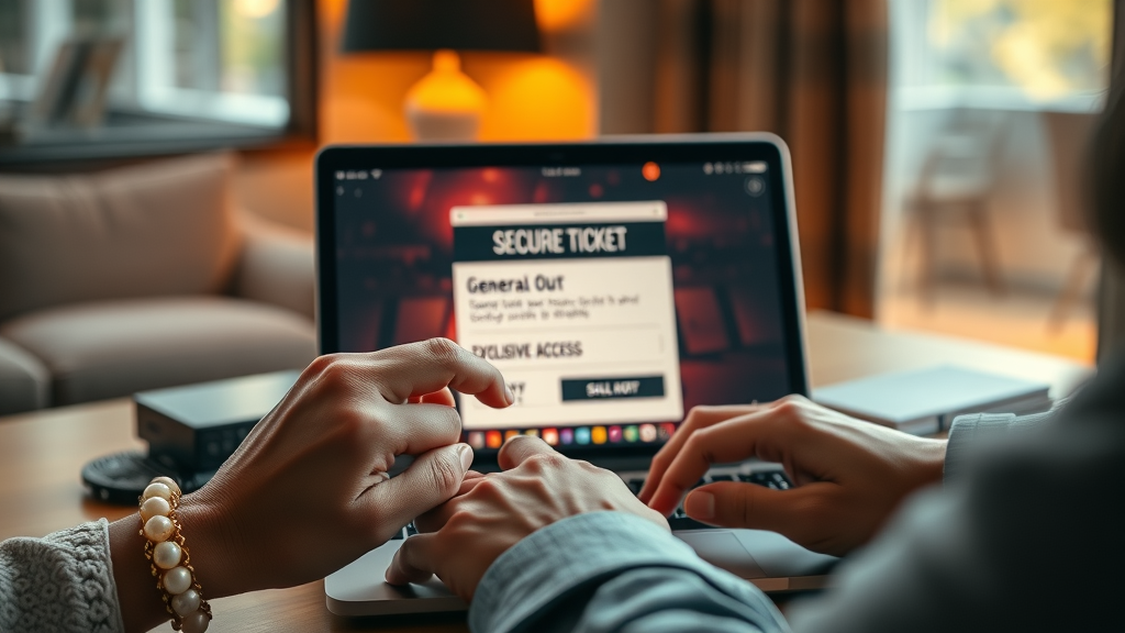Booking exclusive event tickets online at home before they sell out
