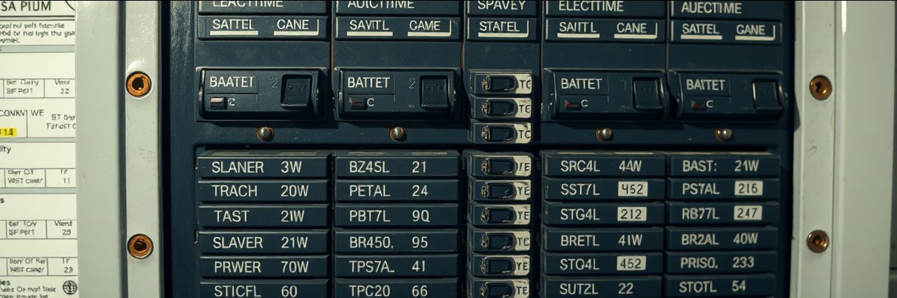 Close-up of labeled electrical breaker panel for electrical troubleshooting expert.