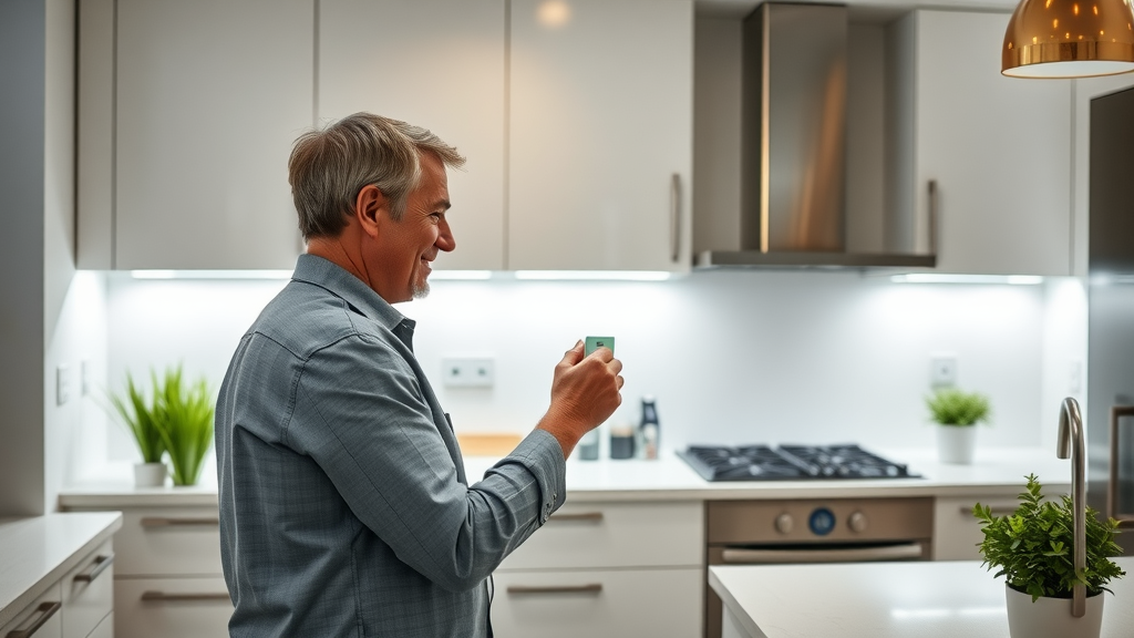 Energy efficient lighting in a modern kitchen with under-cabinet LEDs