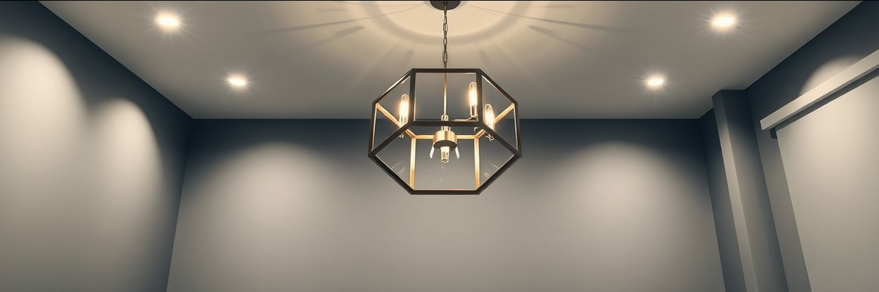 Contemporary chandelier installation by electrical repair experts in modern room