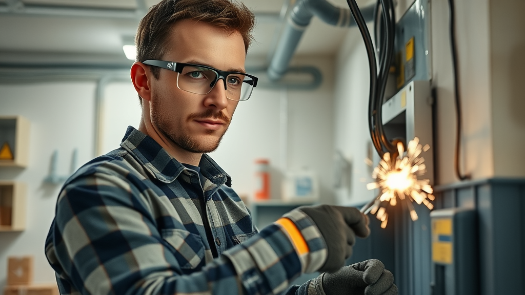 Electrical repair expert fixes circuit breaker to ensure home safety