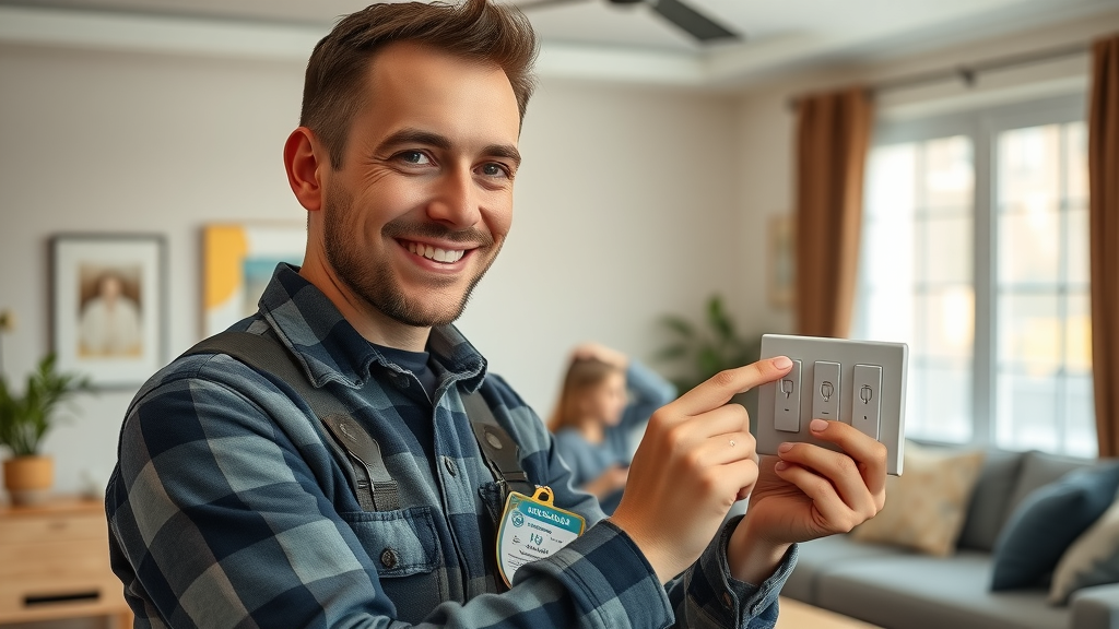 Certified electrical repair expert upgrades smart switches in family home
