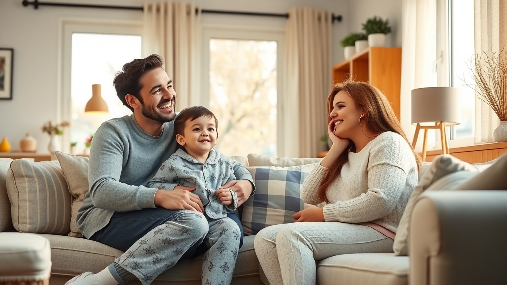 Family enjoying warmth after boiler and furnace repair on a cold winter day.