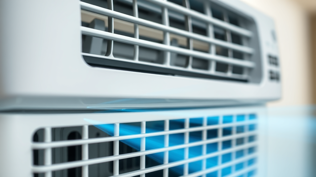 Modern air conditioning unit dispersing cool airflow
