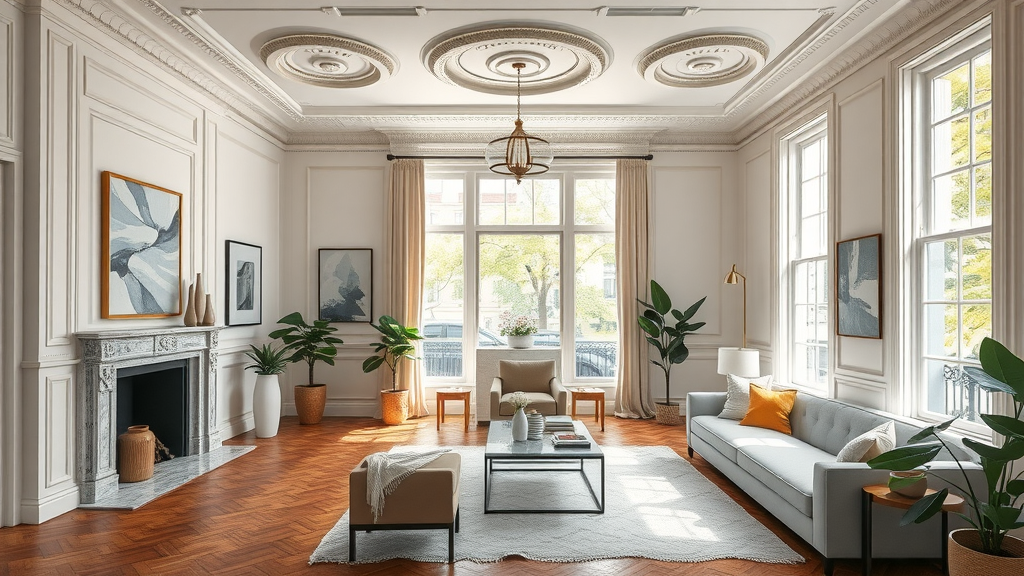 Elegant NYC townhouse interior shows blend of historic charm and renovation nyc.