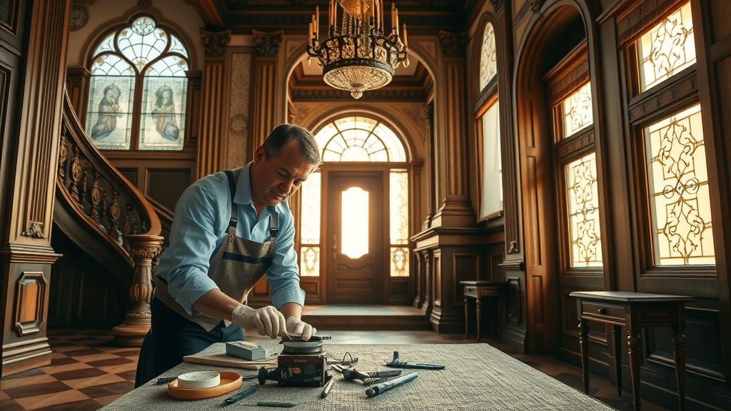 NYC general contracting expert restoring brownstone foyer with historic details