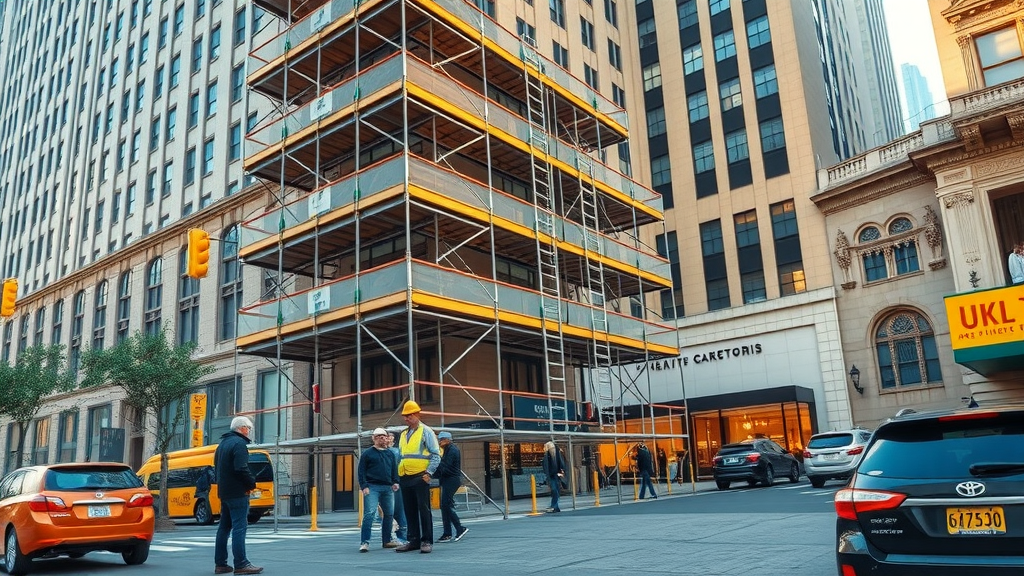 NYC sidewalk scaffolding rental supports efficient urban renovation projects