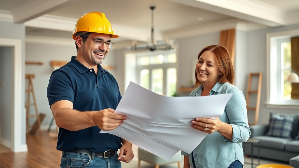 General contracting services professional consulting with homeowners in renovated space