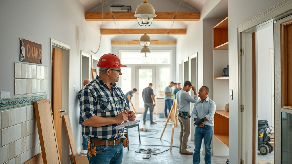 General contracting services leader overseeing coordinated home renovation work