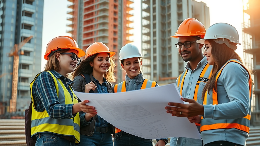 NYC general contractor team discusses plans at downtown Manhattan site