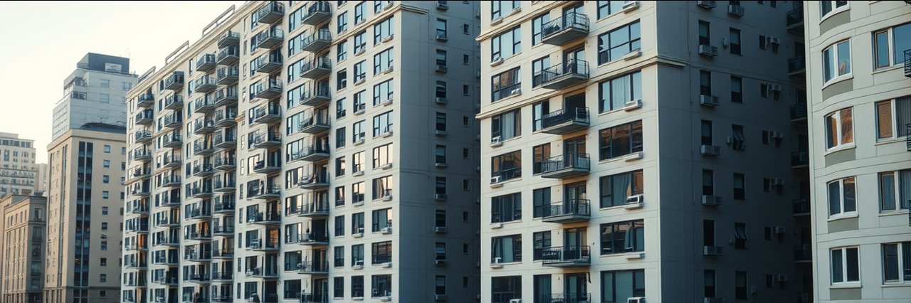 NYC apartment buildings with neutral facades, ideal for nyc roofing services