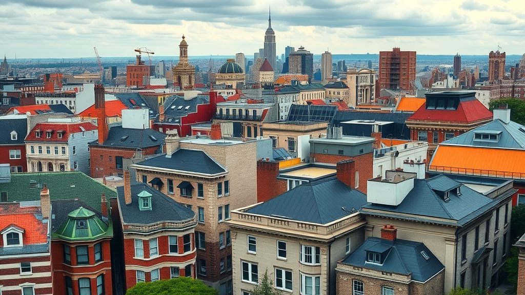 Panorama of NYC buildings with diverse, expertly serviced roofs across skyline
