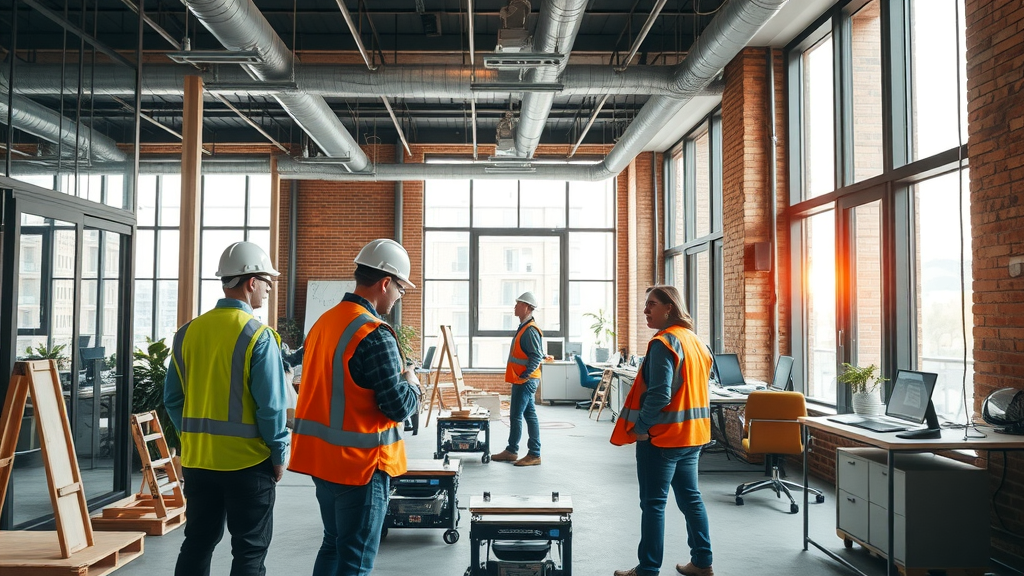 Modern NYC office with professionals overseeing commercial renovations nyc progress