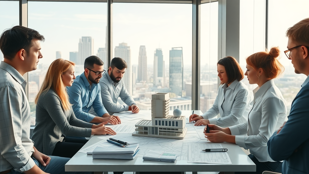 Full-service general contracting team collaborating on building plans